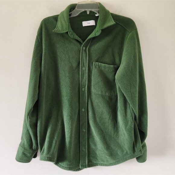 Aritzia Tops - ARITZIA | TNA Cozy Fleece Boyfriend Shirt Button Down Dark Green Sz M